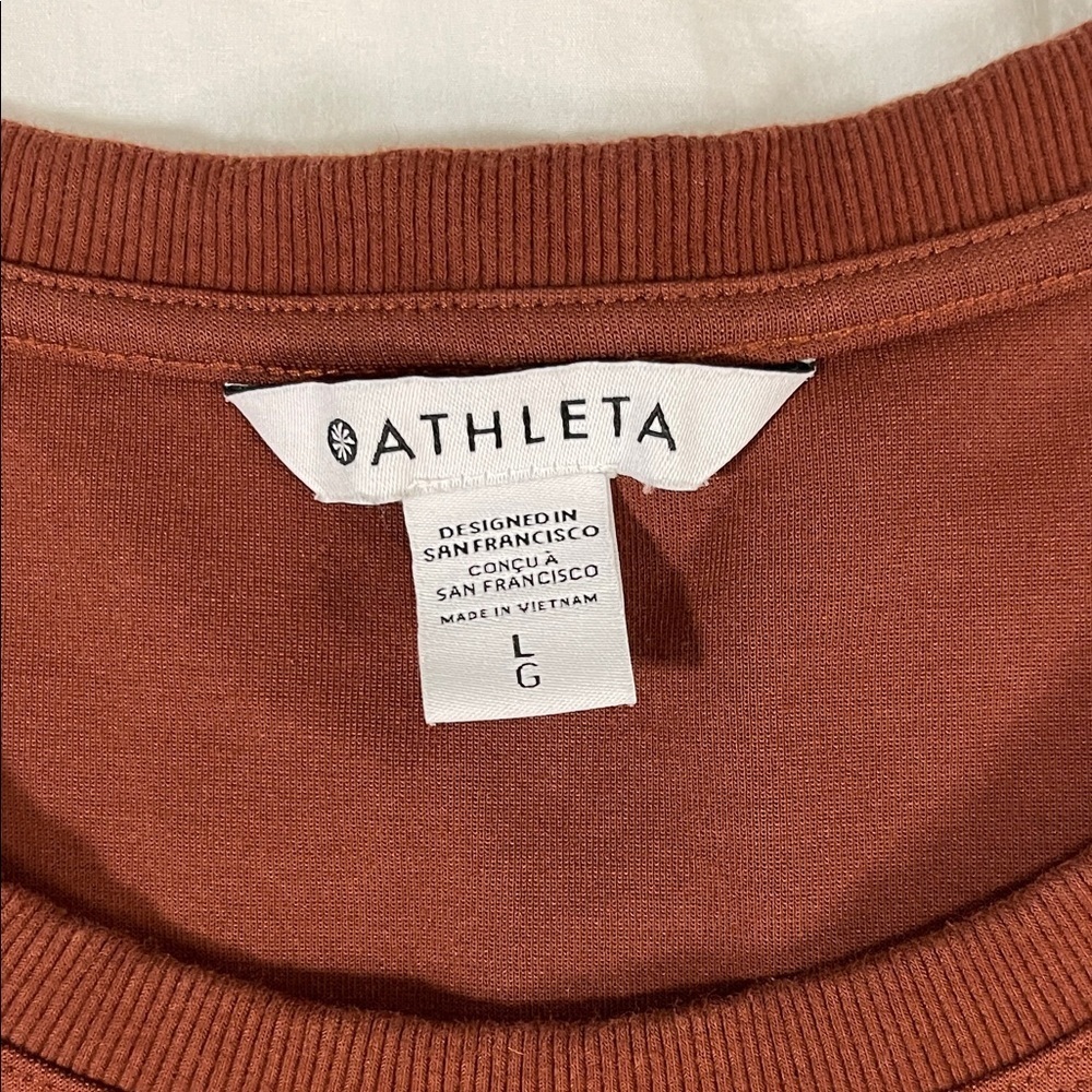 Athleta Short Puff Sleeve Top - Warm Chocolate Brown - Picture 2 of 3